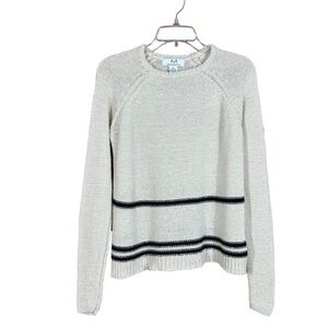 Magaschoni Cream With Black Stripes Cotton Blend Sweater Women's Size XS